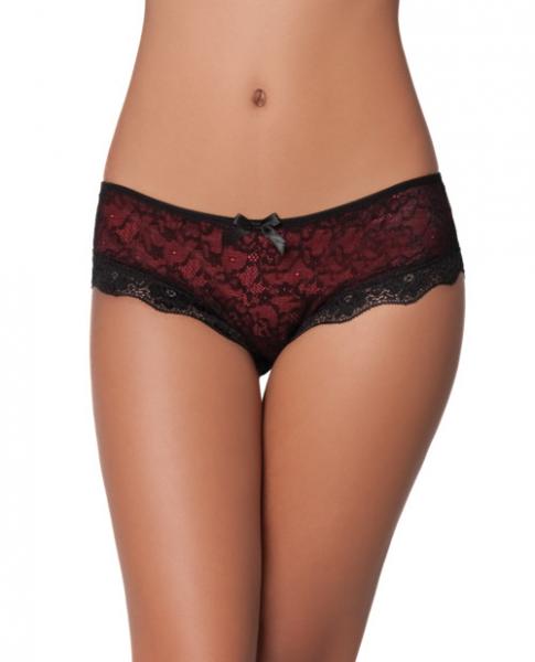 Cage Back Lace Panty Black Red L/XL - Click Image to Close