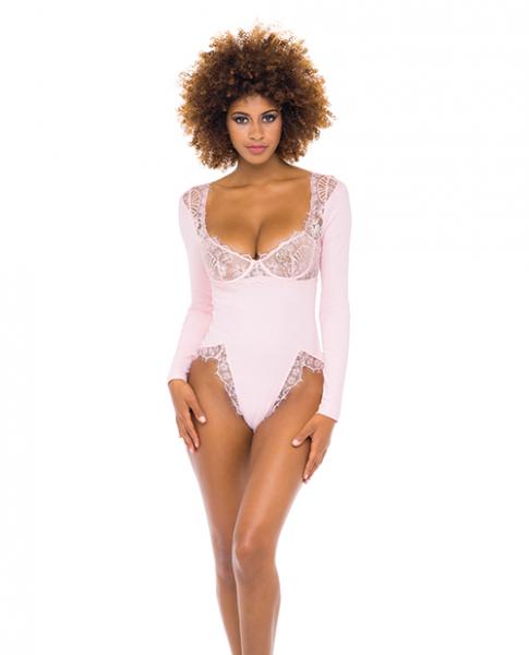 Maria Ribbed Knit & Lace Teddy Crystal Rose Lg - Click Image to Close