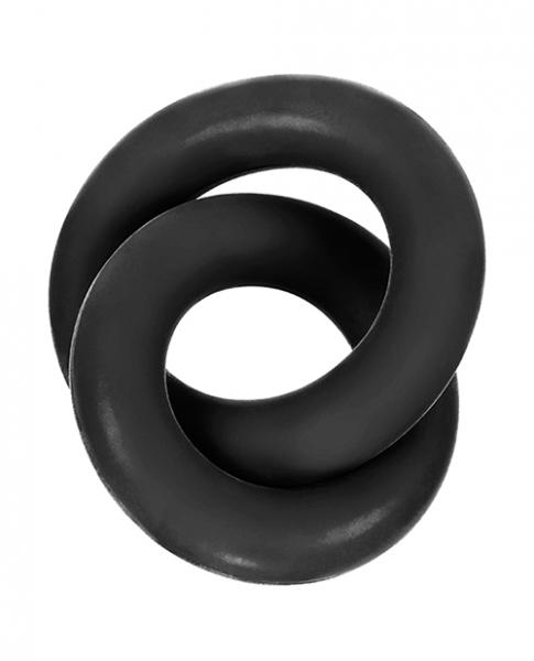 Hunkyjunk Duo Linked Cock & Ball Rings Tar Black - Click Image to Close