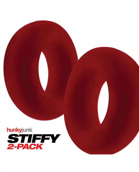 Hunky Junk Stiffy 2 Pack Cockrings - Cherry Ice - Click Image to Close