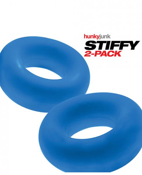 Hunky Junk Stiffy 2 Pack Cockrings - Teal Ice - Click Image to Close