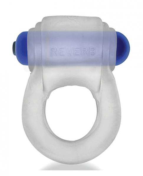 Hunkyjunk Revring Cock Ring W/vibe - Clear W/blue Vibe - Click Image to Close