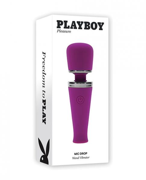 Playboy Pleasure Mic Drop Petite Wand Vibrator - Fuschia - Click Image to Close