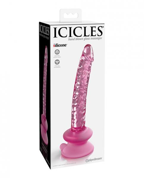 Icicles No. 86 Hand Blown Glass Massager W/suction Cup - Pink - Click Image to Close