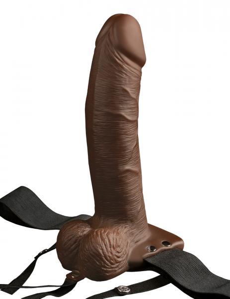 Fetish Fantasy 8 inches Hollow Strap On Remote Brown - Click Image to Close