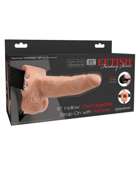 Fetish Fantasy Series 6" Hollow Rechargeable Strap On W/remote - Flesh - Click Image to Close