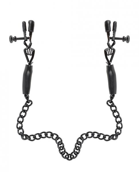 Fetish Fantasy Adjustable Nipple Chain Clamps Black - Click Image to Close