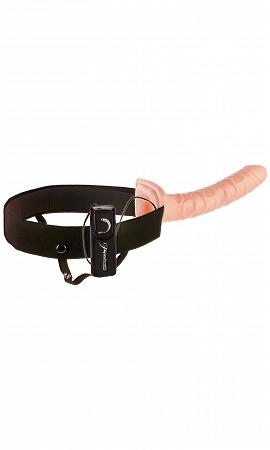 10" Vibrating Hollow Strap On Flesh