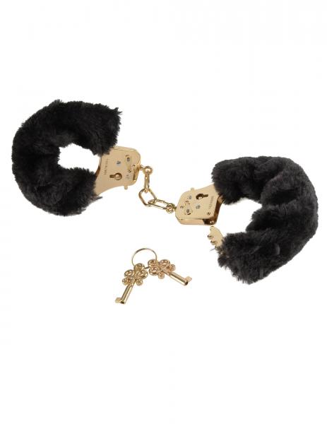 Deluxe Furry Cuffs Black Gold - Click Image to Close