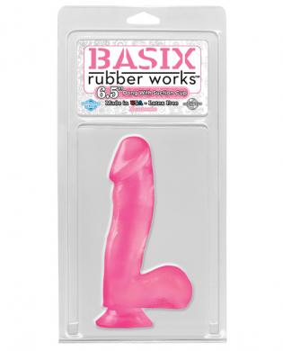 Basix rubber works 6.5in dong w/suction cup - pink