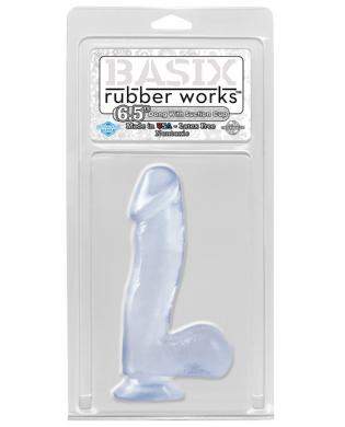 Basix rubber works 6.5in dong w/suction cup - clear