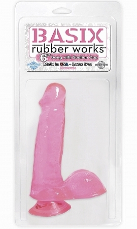 Basix rubber works 6in dong w/suction cup - pink - Click Image to Close