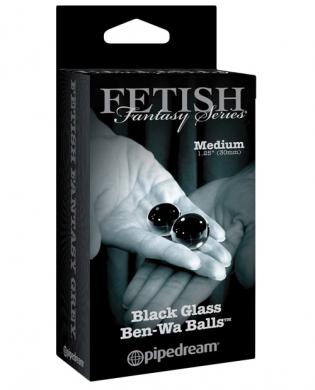 Limited edition fetish fantasy black glass ben-wa balls - medium