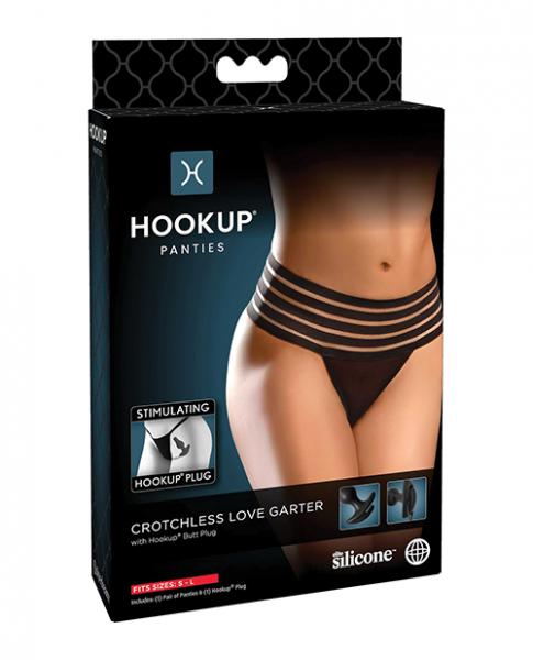 Hookup Panties Crotchless Love Garter Black S-l - Click Image to Close