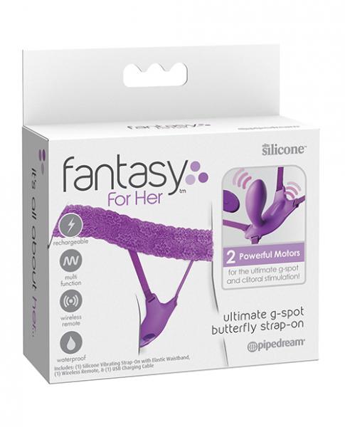 Fantasy For Her Ultimate G-spot Butterfly Strap On - Purple - Click Image to Close