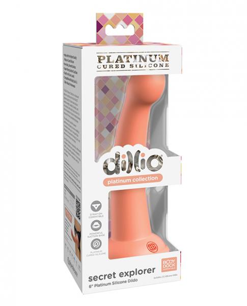 Dillio Platinum 6" Secret Explorer Silicone Dildo - Peach