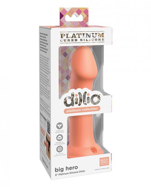 Dillio Platinum 6" Big Hero Silicone Dildo - Peach - Click Image to Close