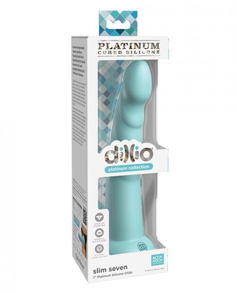 Dillio Platinum 7" Slim Seven Silicone Dildo - Teal - Click Image to Close