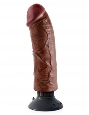 King Cock 8 inches Vibrating Dildo Brown - Click Image to Close