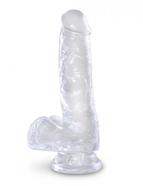 King Cock Clear 6 inches Cock with Balls - Click Image to Close