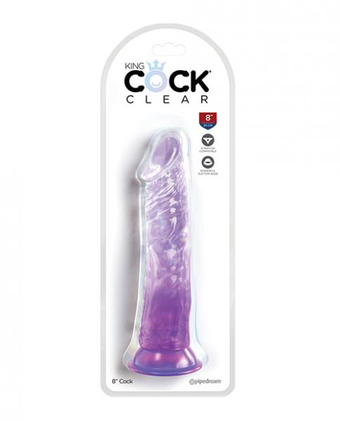 King Cock Clear 8" Cock - Purple - Click Image to Close