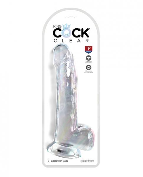 King Cock Clear 9" Cock W/balls - Clear - Click Image to Close