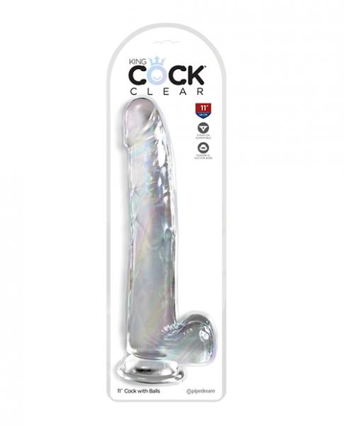 King Cock Clear 11" Cock W/balls - Clear - Click Image to Close