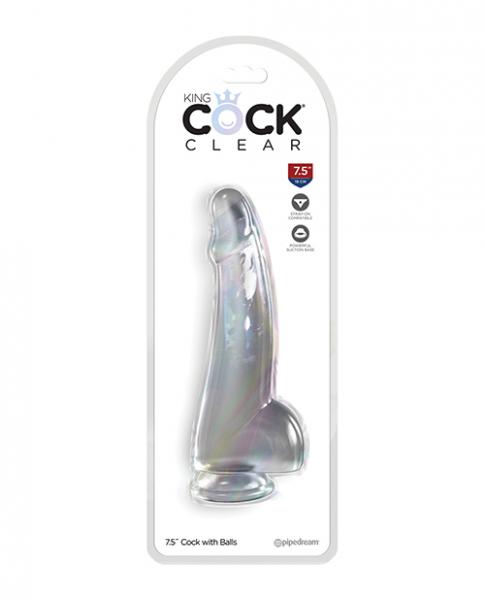 King Cock Clear 7.5" Cock W/balls - Clear - Click Image to Close