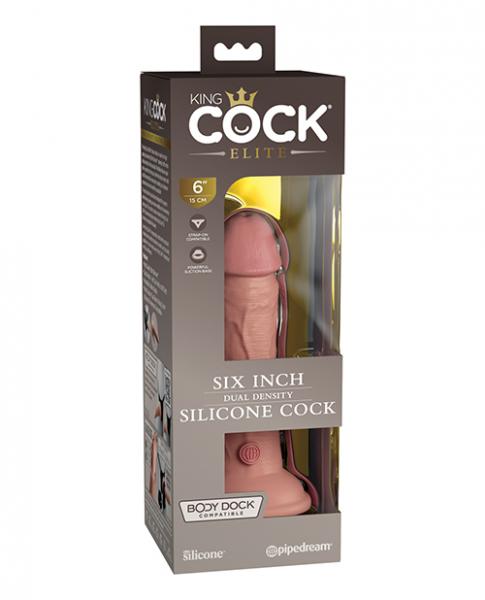 King Cock Elite 6" Dual Density Silicone Cock - Light - Click Image to Close