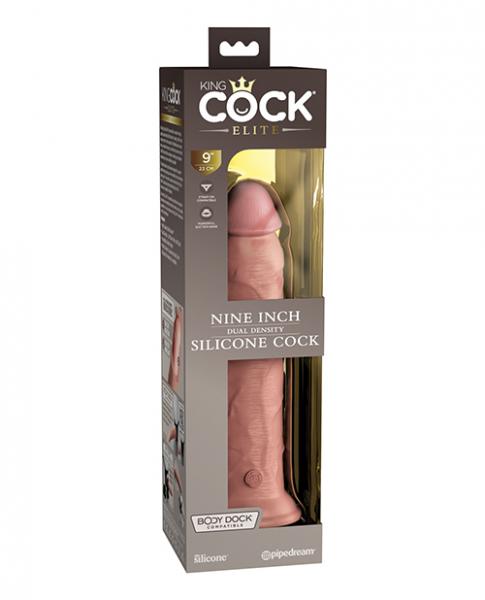 King Cock Elite 9" Dual Density Silicone Cock - Light - Click Image to Close