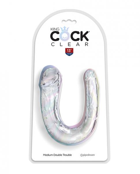 King Cock Clear Medium Double Trouble Dildo - Clear