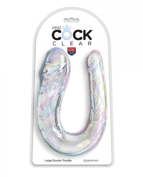 King Cock Clear Large Double Trouble Dildo - Clear