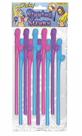 Dicky sipping straws - asst colors (10 pac)