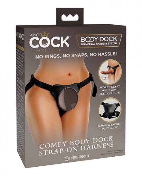 King Cock Elite Comfy Body Dock Strap On Harness - Black