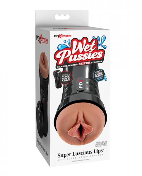 Pdx Extreme Wet Pussies Super Luscious Lips Stroker - Brown - Click Image to Close