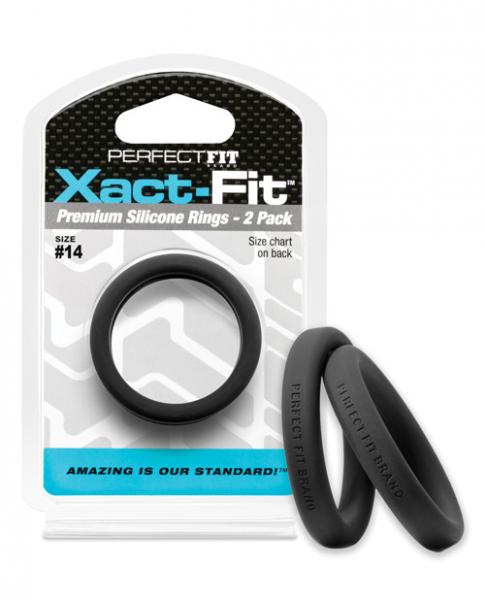 Perfect Fit Xact-Fit #14 Black Pack Of 2 Cock Rings - Click Image to Close