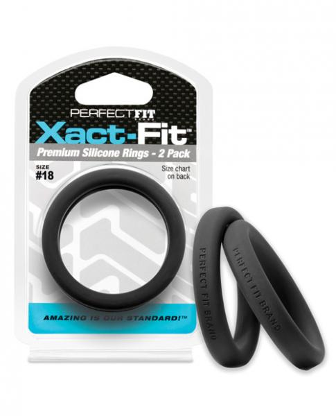 Perfect Fit Xact-Fit #18 2 Pack Black Cock Rings - Click Image to Close