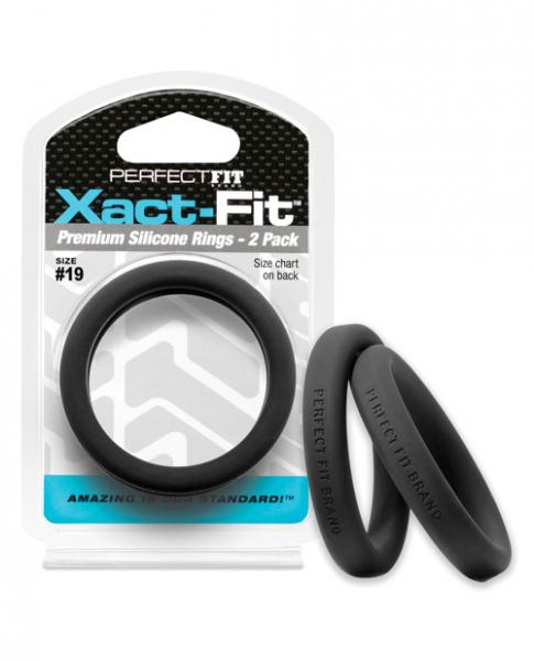 Perfect Fit Xact-Fit #19 2 Pack Black Cock Rings - Click Image to Close