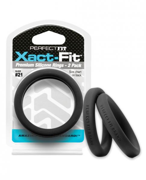 Perfect Fit Xact-Fit #21 2 Pack Black Cock Rings - Click Image to Close