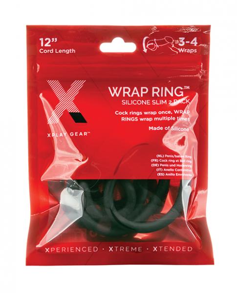 Xplay Gear Silicone 12" Slim Wrap Ring - Black Pack Of 2 - Click Image to Close