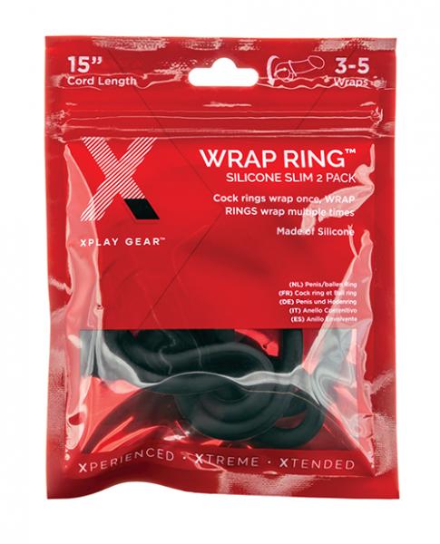 Xplay Gear Silicone 15" Slim Wrap Ring - Black Pack Of 2 - Click Image to Close