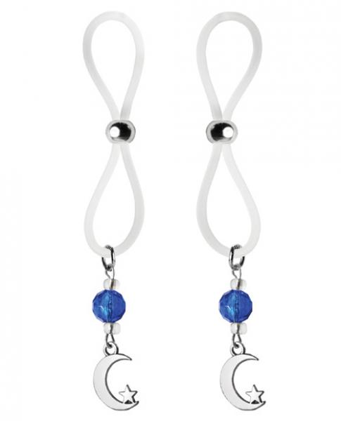 Bijoux De Nip Nipple Halos Moon & Star Charm Blue Clear