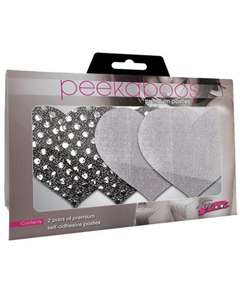 Dark Angel Hearts Pasties Silver Pack Of 2 Sets