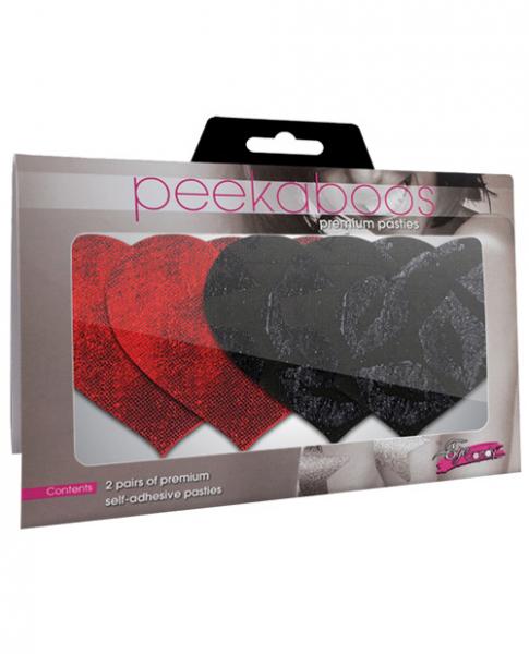 Stolen Kisses Hearts Pasties Red & Black 2 Pack