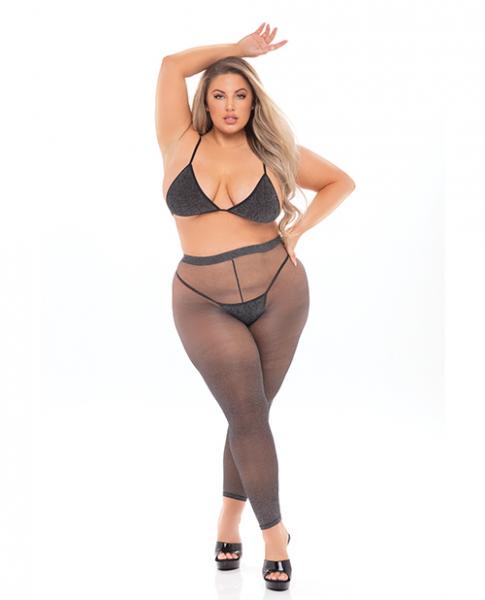 Pink Lipstick Tall Order Bra Top & Leggings Black Qn - Click Image to Close