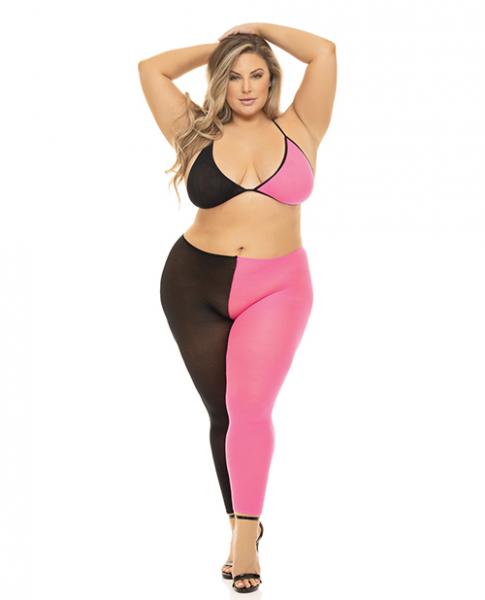 Pink Lipstick Block You Out Bra & Legging Black/pink Qn