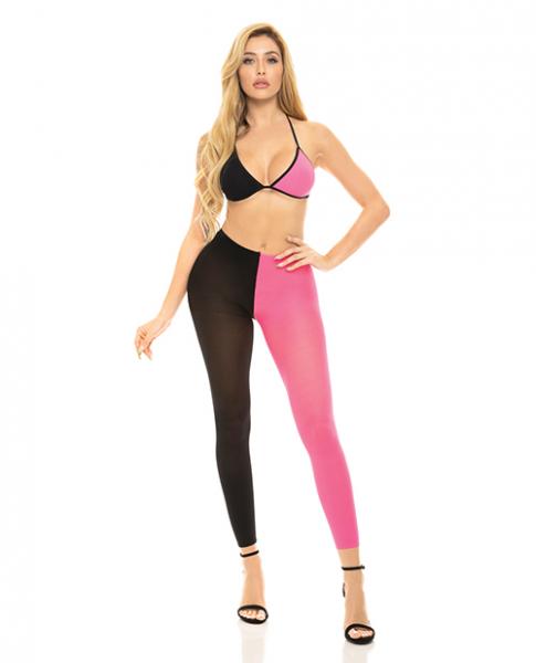 Pink Lipstick Block You Out Bra & Legging Black/pink O/s