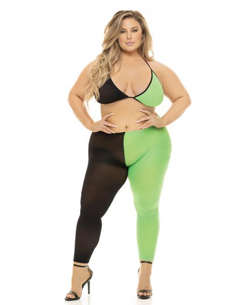 Pink Lipstick Block You Out Bra & Legging Black/green Qn