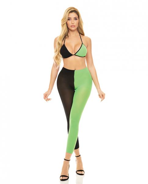 Pink Lipstick Block You Out Bra & Legging Black/green O/s