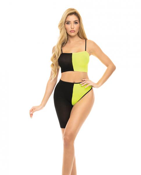 Pink Lipstick Block You Out Bandeau & Bottom Black/yellow O/s - Click Image to Close